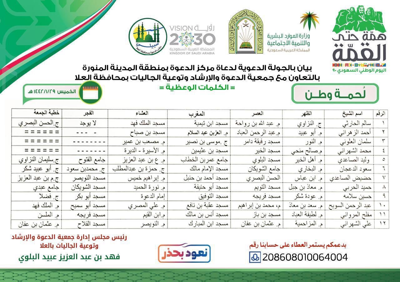 الشؤون الإسلامية تنظم برنامج (لحمة وطن) بمحافظة العلا.jpeg
